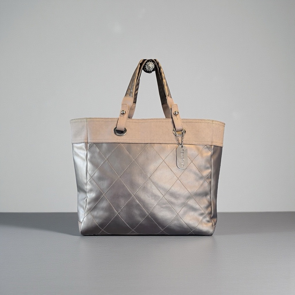 Authentic Chanel Biarritz Paris tote with authentic Chanel bag charm / keychain